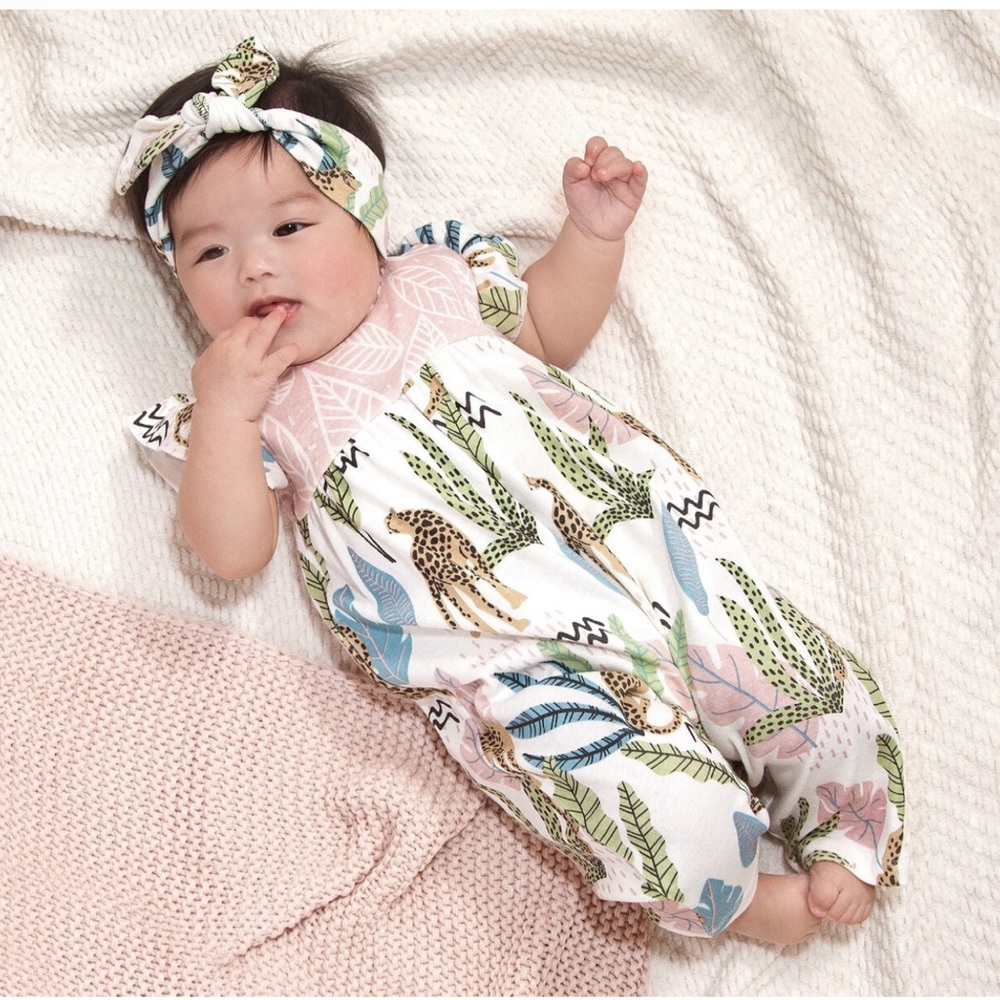 Tessa Babe Tropical Floral Romper & Headband